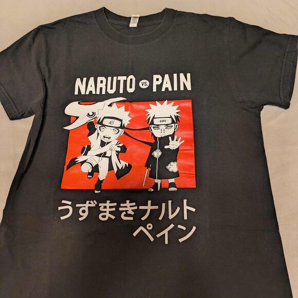 Naruto vs Pain Graphics Tee Mens Small Black Shortsleeve Pullover Top - Picture 2 of 8